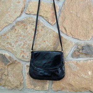 Genuine Black Leather Cross Body Bag